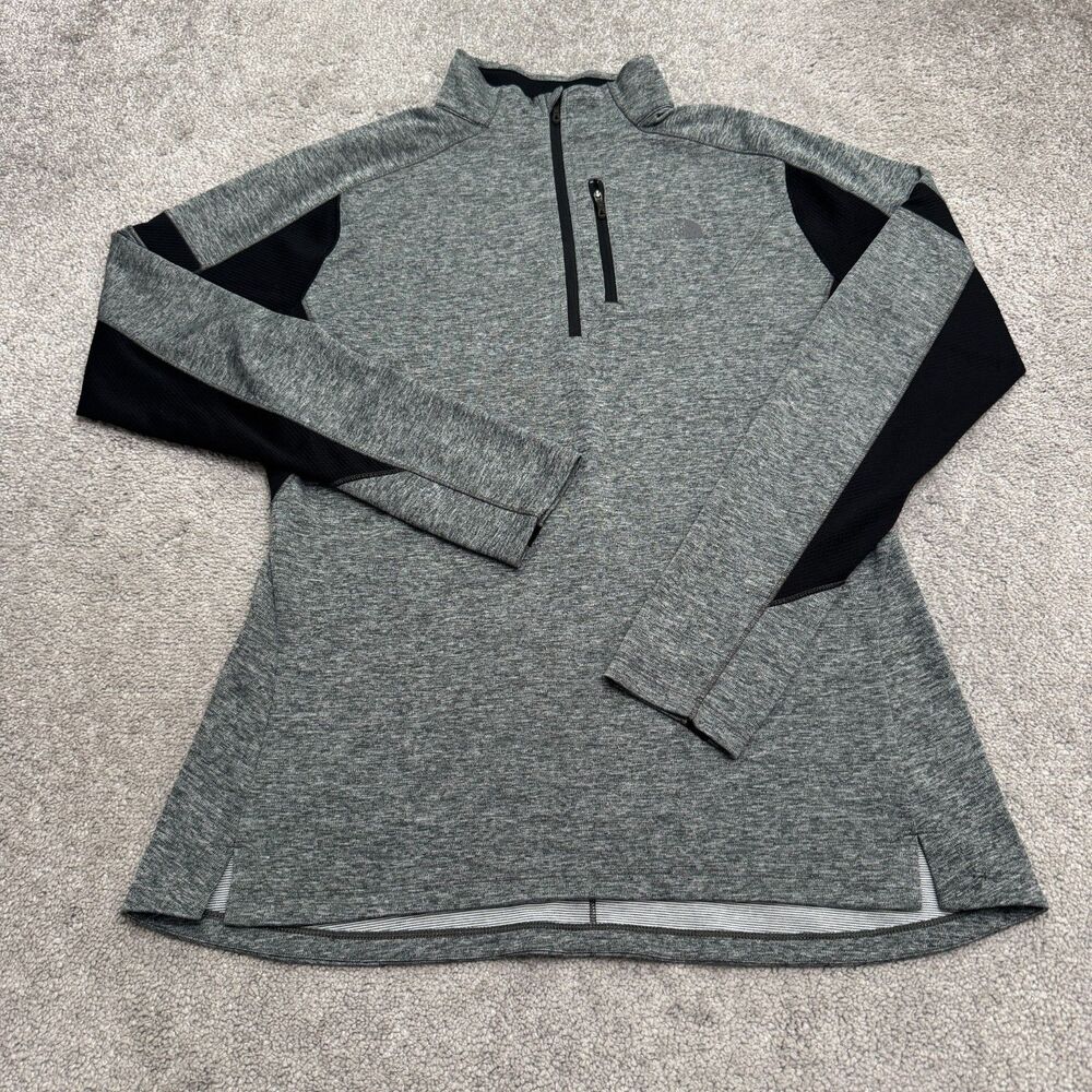 The North Face Quarter Zip Pullover Womens XL Gray FlashDry Active Long Sleeve